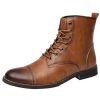 Bottines Homme Cuir Marron Lacets
